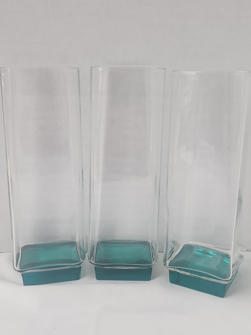 Set of 3 Luigi Bormioli VAN GOGH Crystal Aqua Highball Glasses 1970's Vintage
